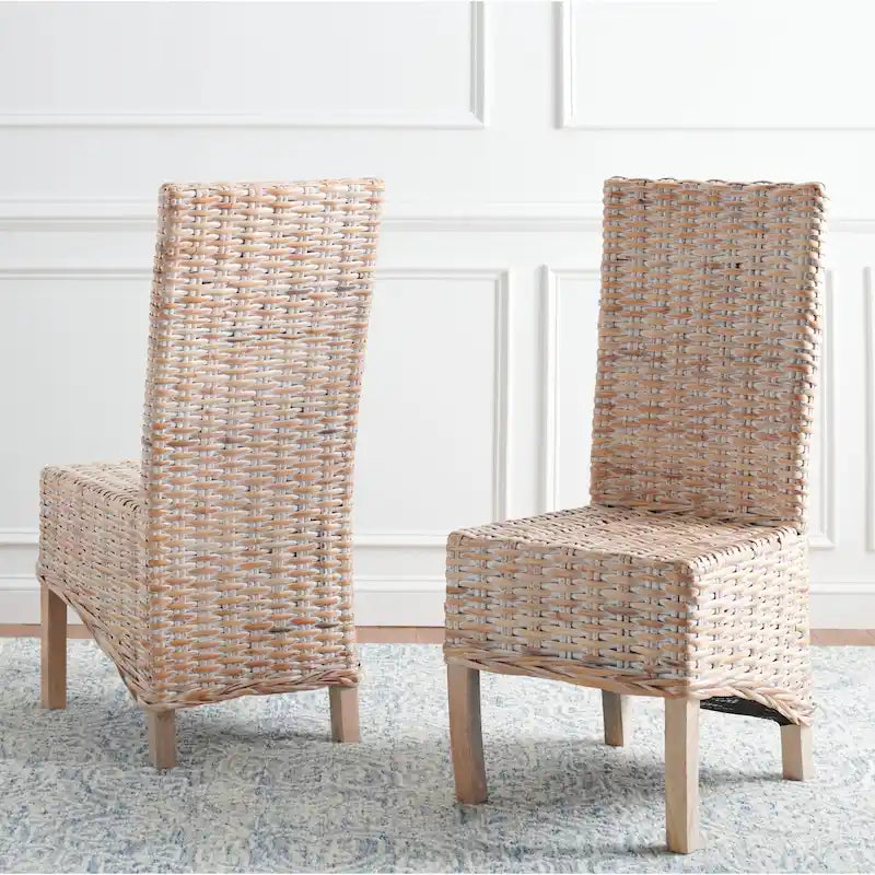 Chaises de salle à manger en rotin naturel (lot de 2) - 48 cm de large x 56 cm de profondeur x 104 cm de haut - 48L x 56P x 104H