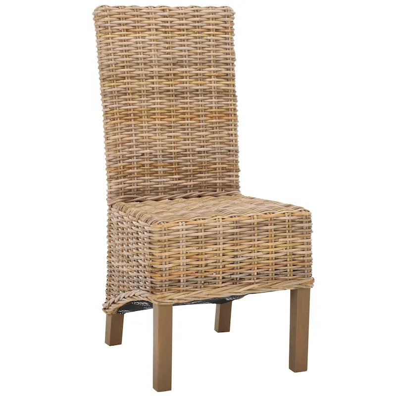 Chaises de salle à manger en rotin naturel (lot de 2) - 48 cm de large x 56 cm de profondeur x 104 cm de haut - 48L x 56P x 104H