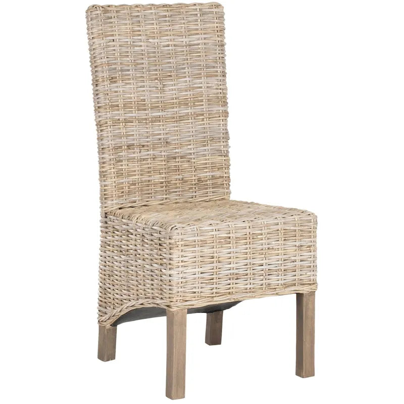 Chaises de salle à manger en rotin naturel (lot de 2) - 48 cm de large x 56 cm de profondeur x 104 cm de haut - 48L x 56P x 104H