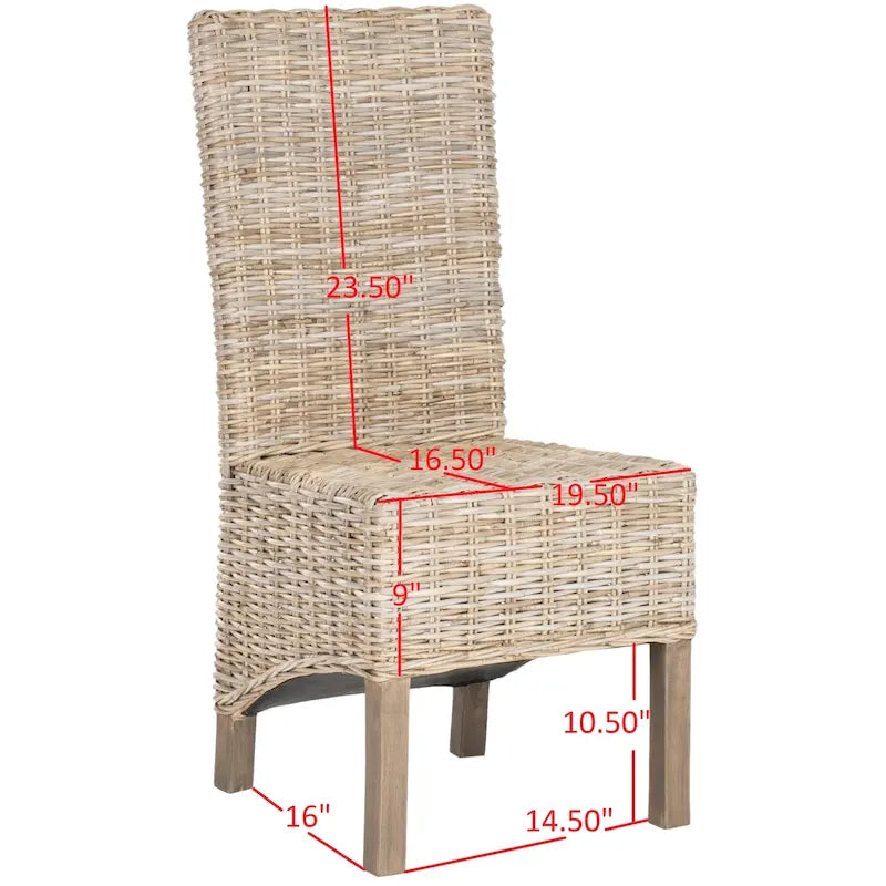 Chaises de salle à manger en rotin naturel (lot de 2) - 48 cm de large x 56 cm de profondeur x 104 cm de haut - 48L x 56P x 104H