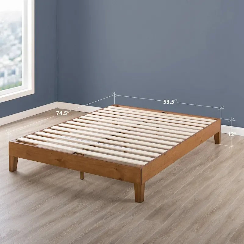 Cadre de lit plateforme en bois massif de 12 pouces