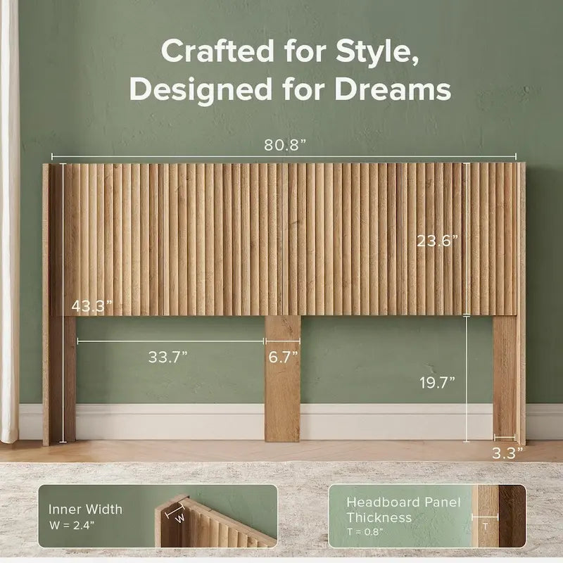 Tête de lit, 62,4 pouces de large seulement, tête de lit en bois, style ferme moderne, style bohème, murale, panneau rainuré.