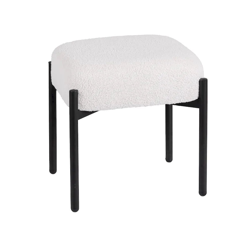 Tabouret de coiffeuse rond en fausse fourrure d'agneau, repose-pieds ottoman