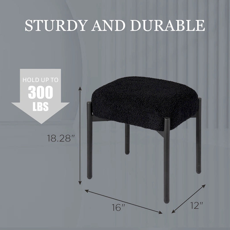Tabouret de coiffeuse rond en fausse fourrure d'agneau, repose-pieds ottoman