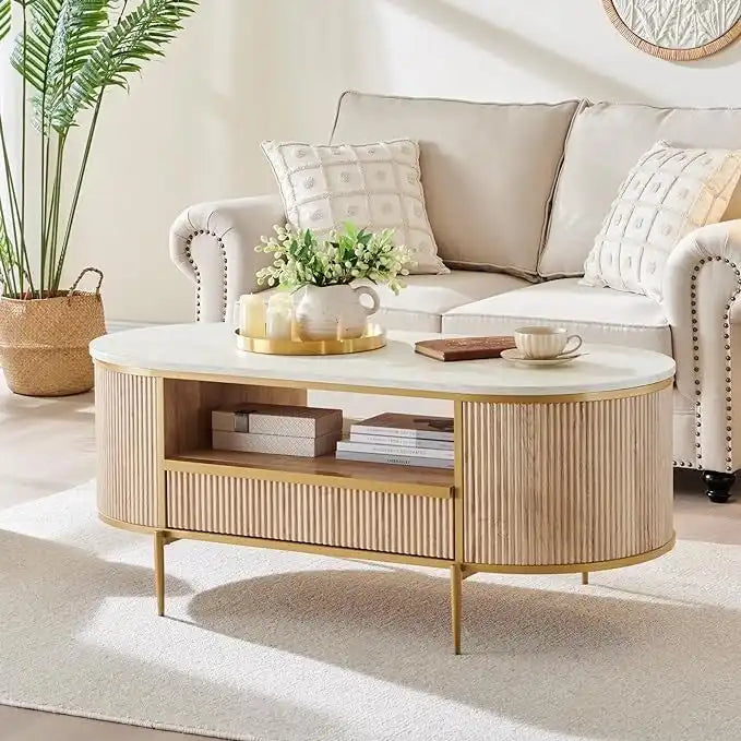 Table basse rainurée de luxe moderne