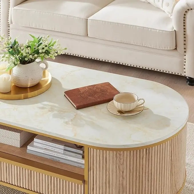 Table basse rainurée de luxe moderne