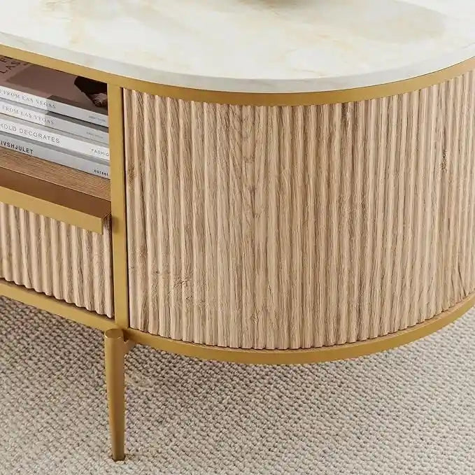 Table basse rainurée de luxe moderne