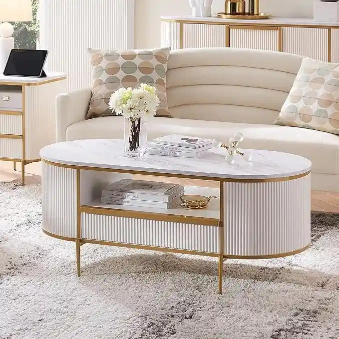 Table basse rainurée de luxe moderne