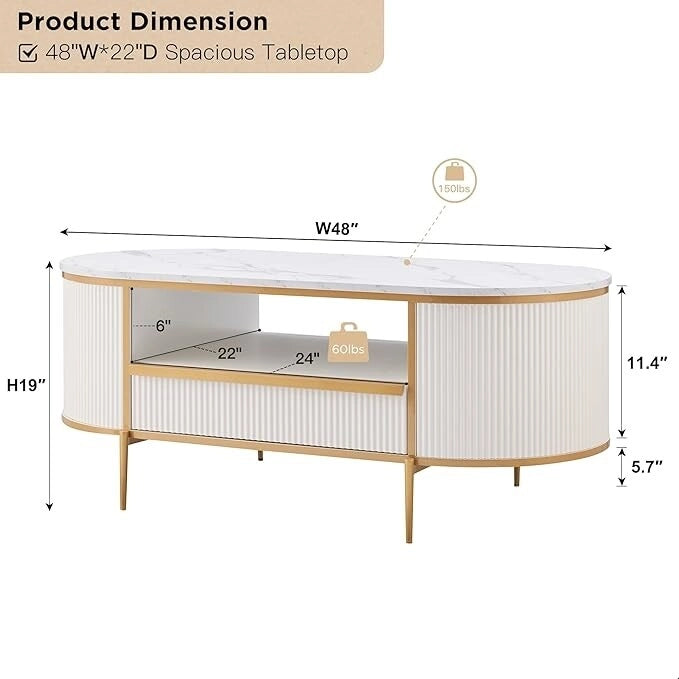 Table basse rainurée de luxe moderne