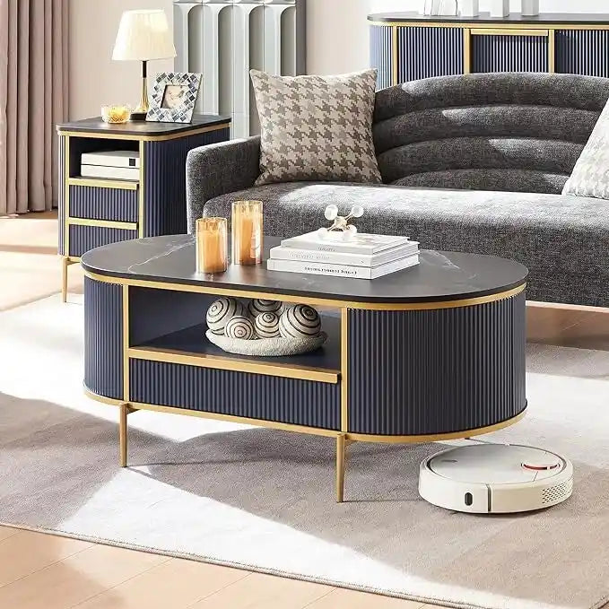 Table basse rainurée de luxe moderne