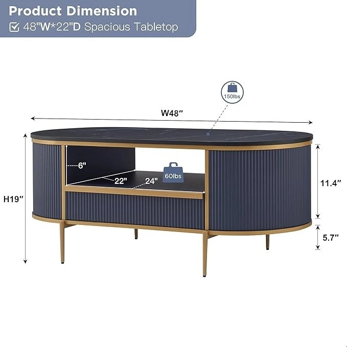 Table basse rainurée de luxe moderne