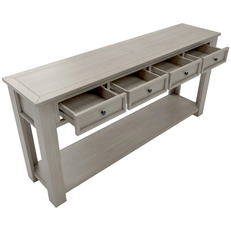 Console/Table d'appoint avec tiroirs de rangement et étagère inférieure - 63L x 14W x 30H