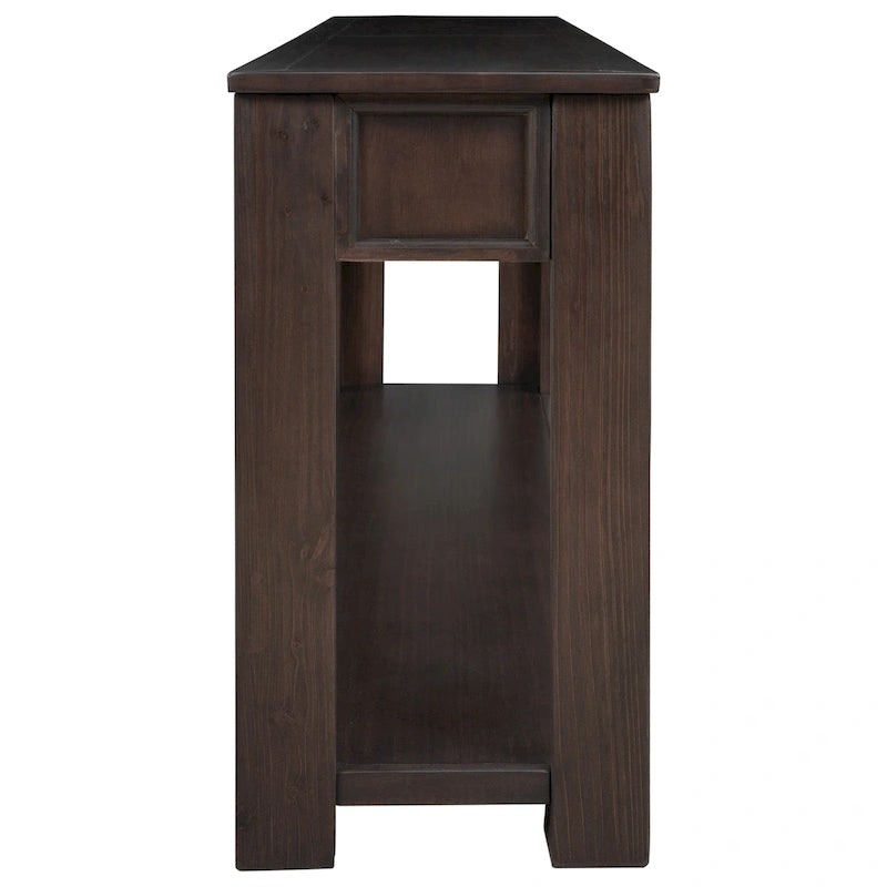 Console/Table d'appoint avec tiroirs de rangement et étagère inférieure - 63L x 14W x 30H