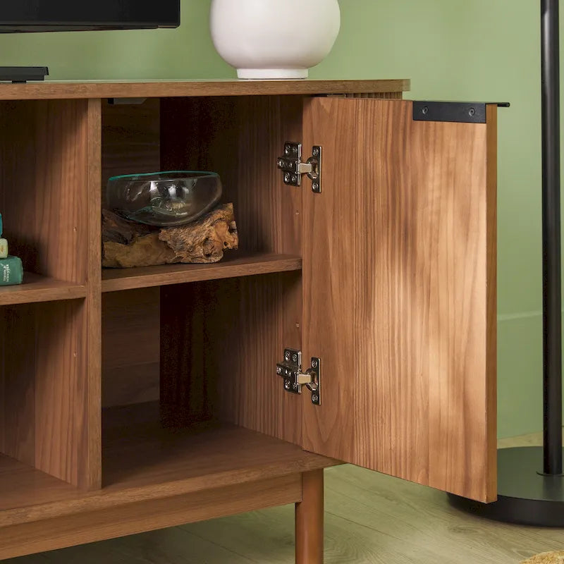 Meuble TV encastré moderne de 60 pouces avec coins arrondis.