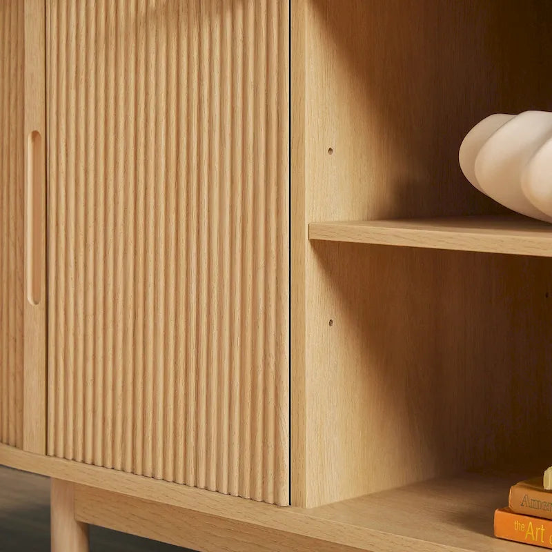 Meuble TV encastré moderne de 60 pouces avec coins arrondis.