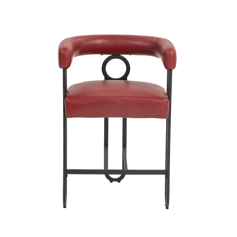 Tabourets de bar contemporains avec repose-pieds, revêtement chenille et cuir (lot de 2)