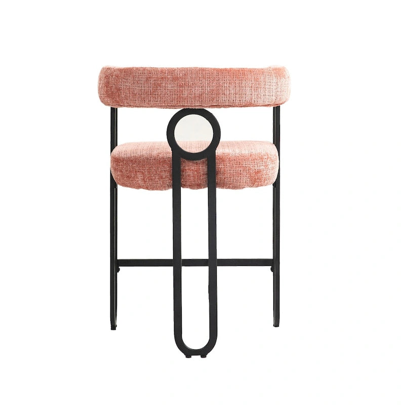 Tabourets de bar contemporains avec repose-pieds, revêtement chenille et cuir (lot de 2)