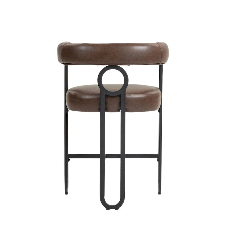 Tabourets de bar contemporains avec repose-pieds, revêtement chenille et cuir (lot de 2)
