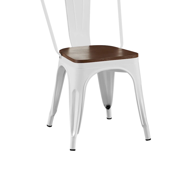 Lot de Chaises de Salle à Manger Empilables Industrielles en Métal avec Assise en Bois