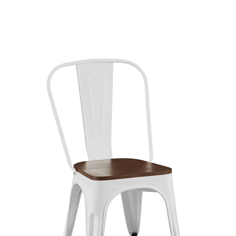 Lot de Chaises de Salle à Manger Empilables Industrielles en Métal avec Assise en Bois