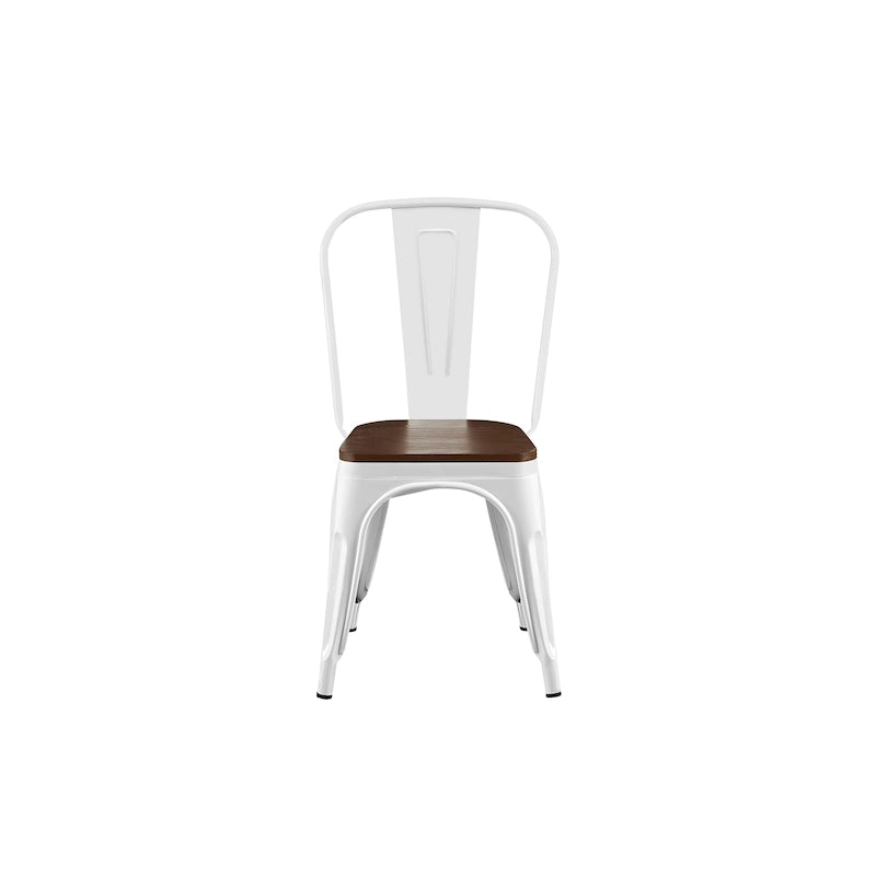Lot de Chaises de Salle à Manger Empilables Industrielles en Métal avec Assise en Bois