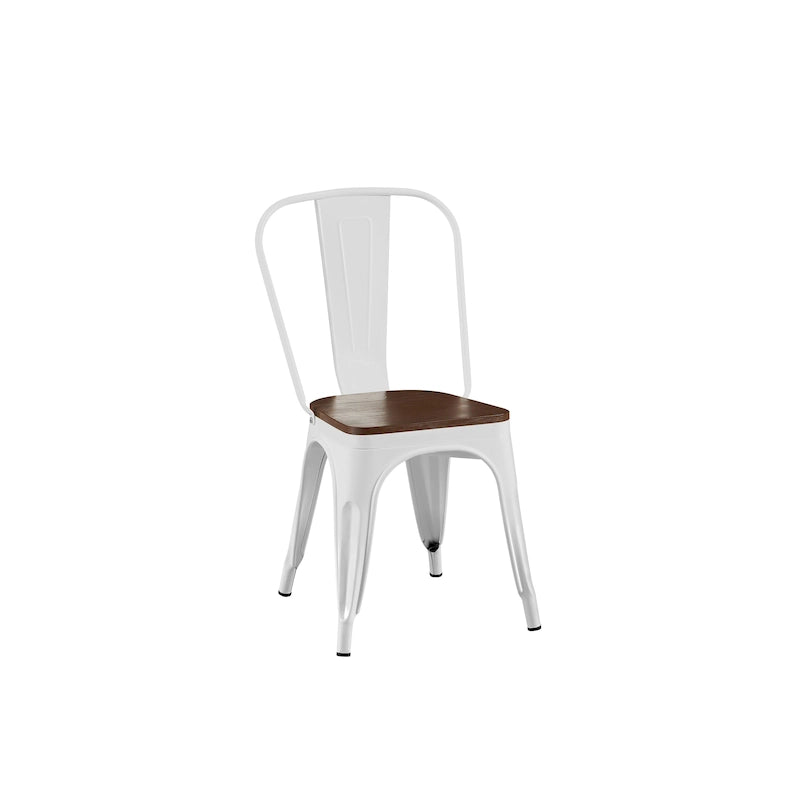 Lot de Chaises de Salle à Manger Empilables Industrielles en Métal avec Assise en Bois