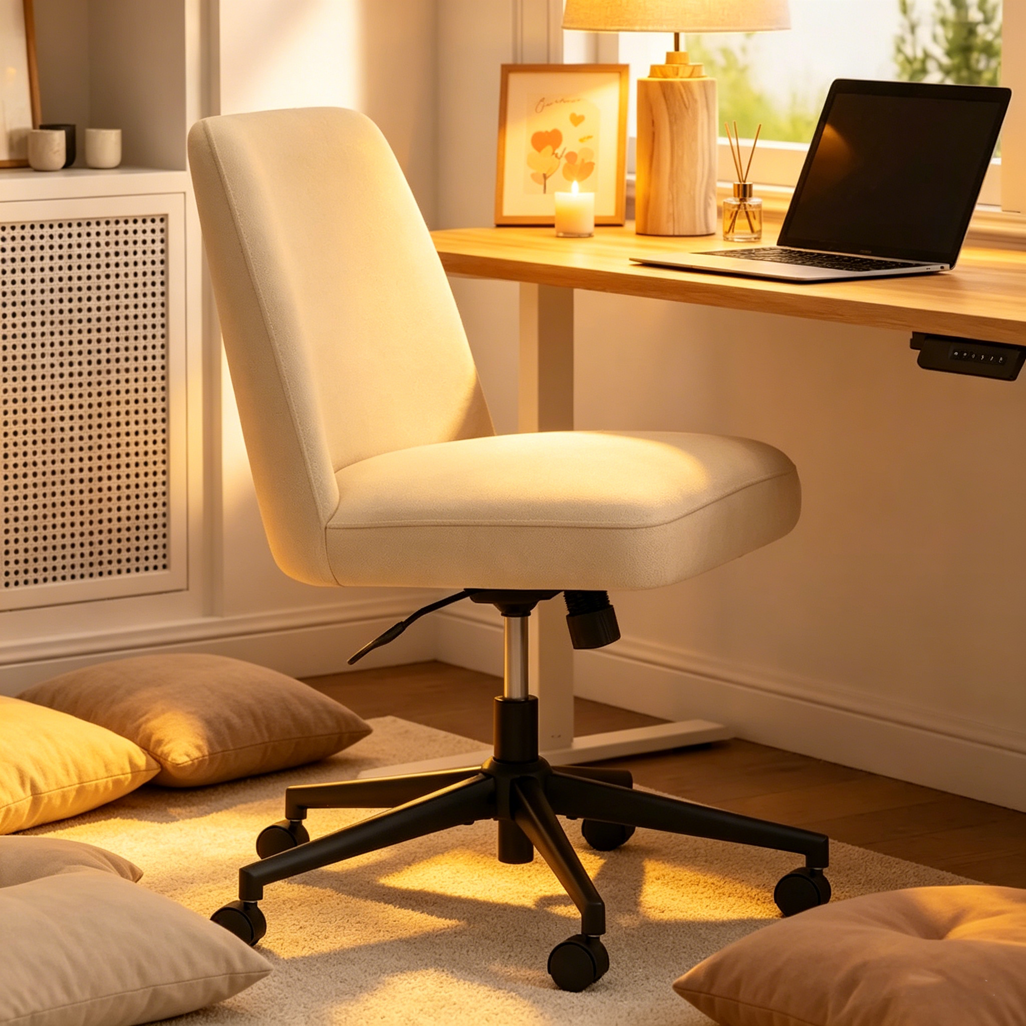Chaise de bureau sans accoudoirs à roulettes, dossier mi-haut